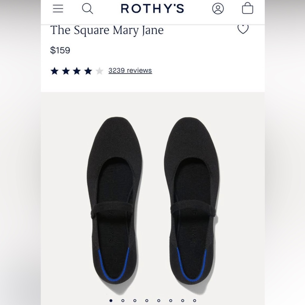 New in box - black Rothy’s square toe Mary Jane. Size 7